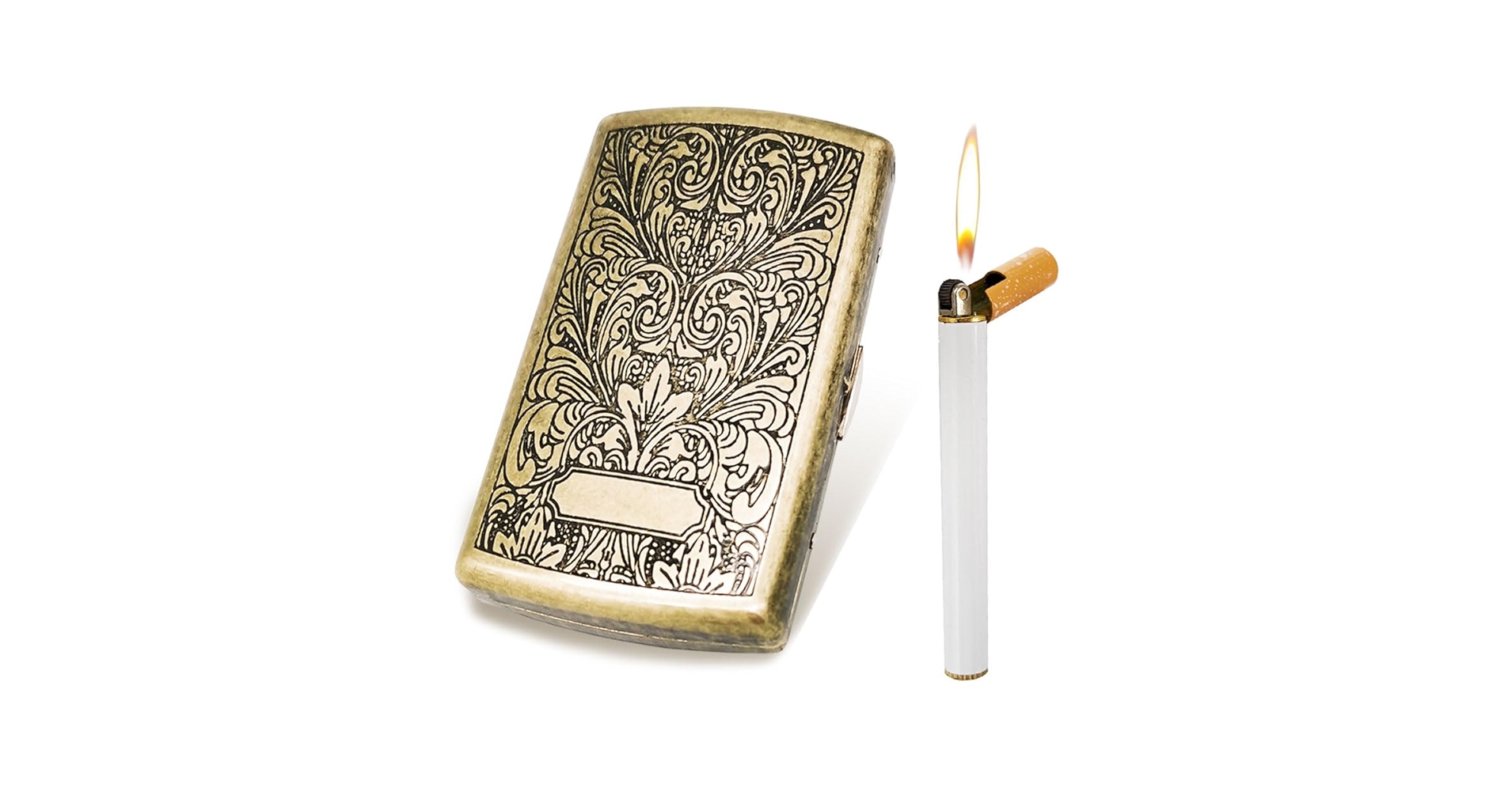 Mini Cigarette Case with Lighter, King Size 85mm 12 Capacity